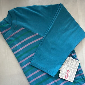 NWT Blue Striped LuLaRoe Randy Baseball Tee Size Small